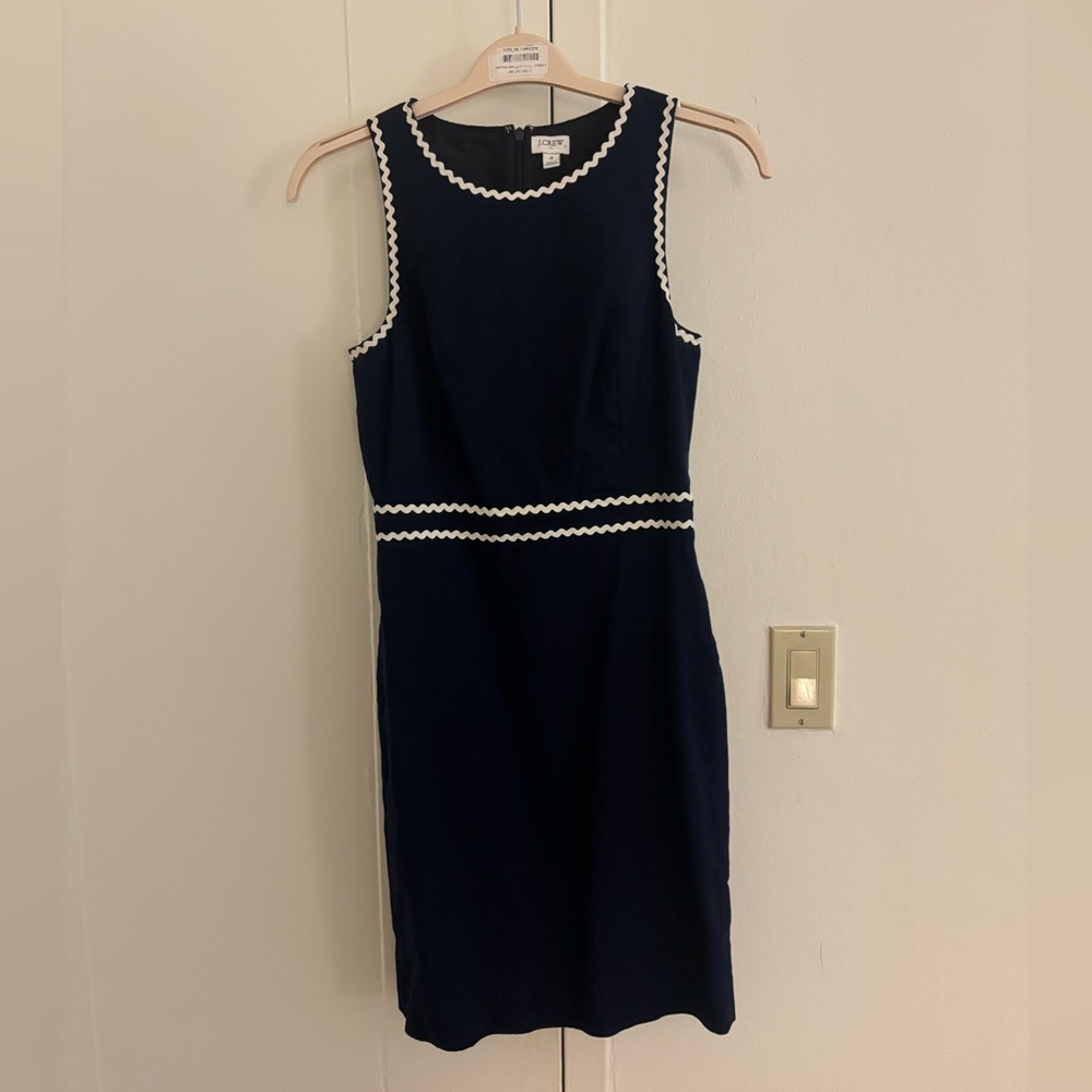 J. Crew Navy and White Mini Dress